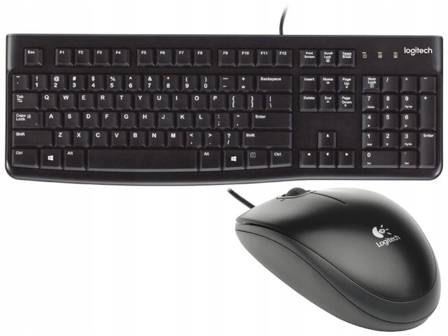 Membránová klávesnica K120 + káblová myš Logitech B100, čierna, optický senzor