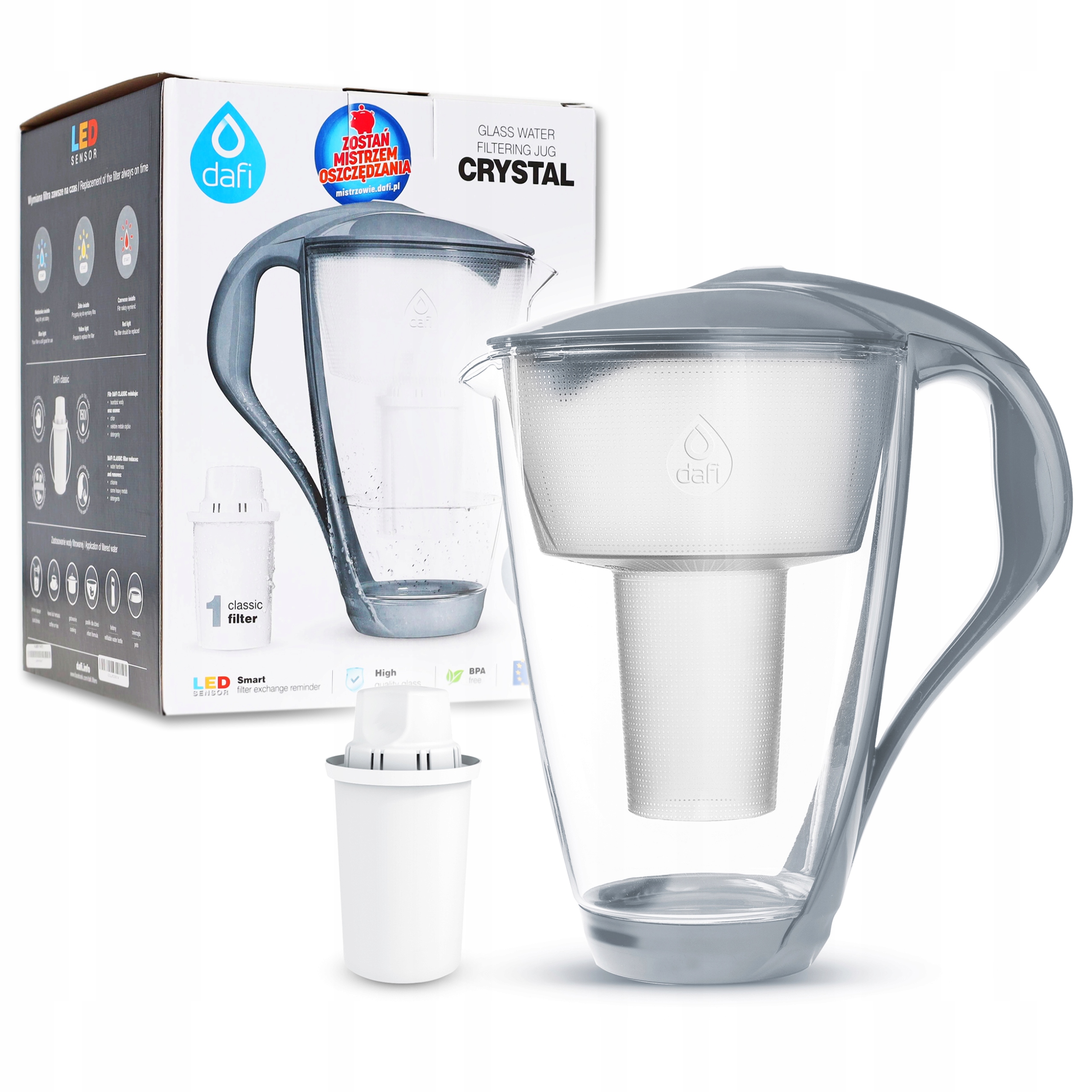 Filtračná kanvica Dafi Crystal 2l, čierna