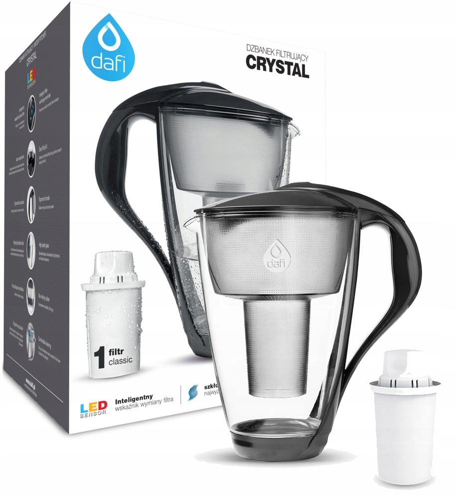 Filtračná kanvica Dafi Crystal 2l, čierna