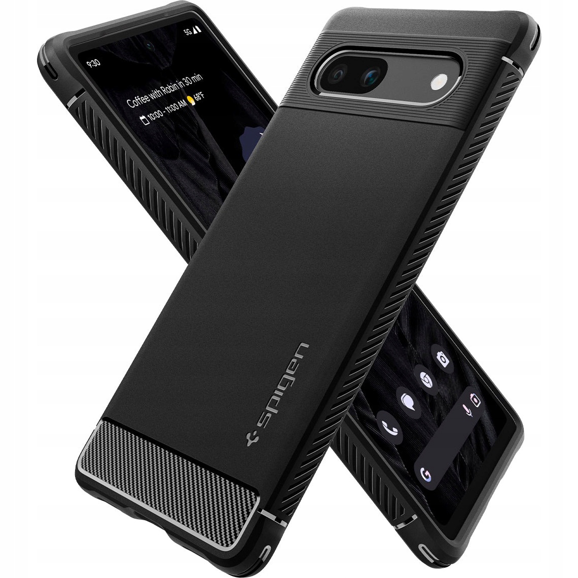Spigen chrbty pre Google Pixel 7a Tough Armor, čierne geometrické