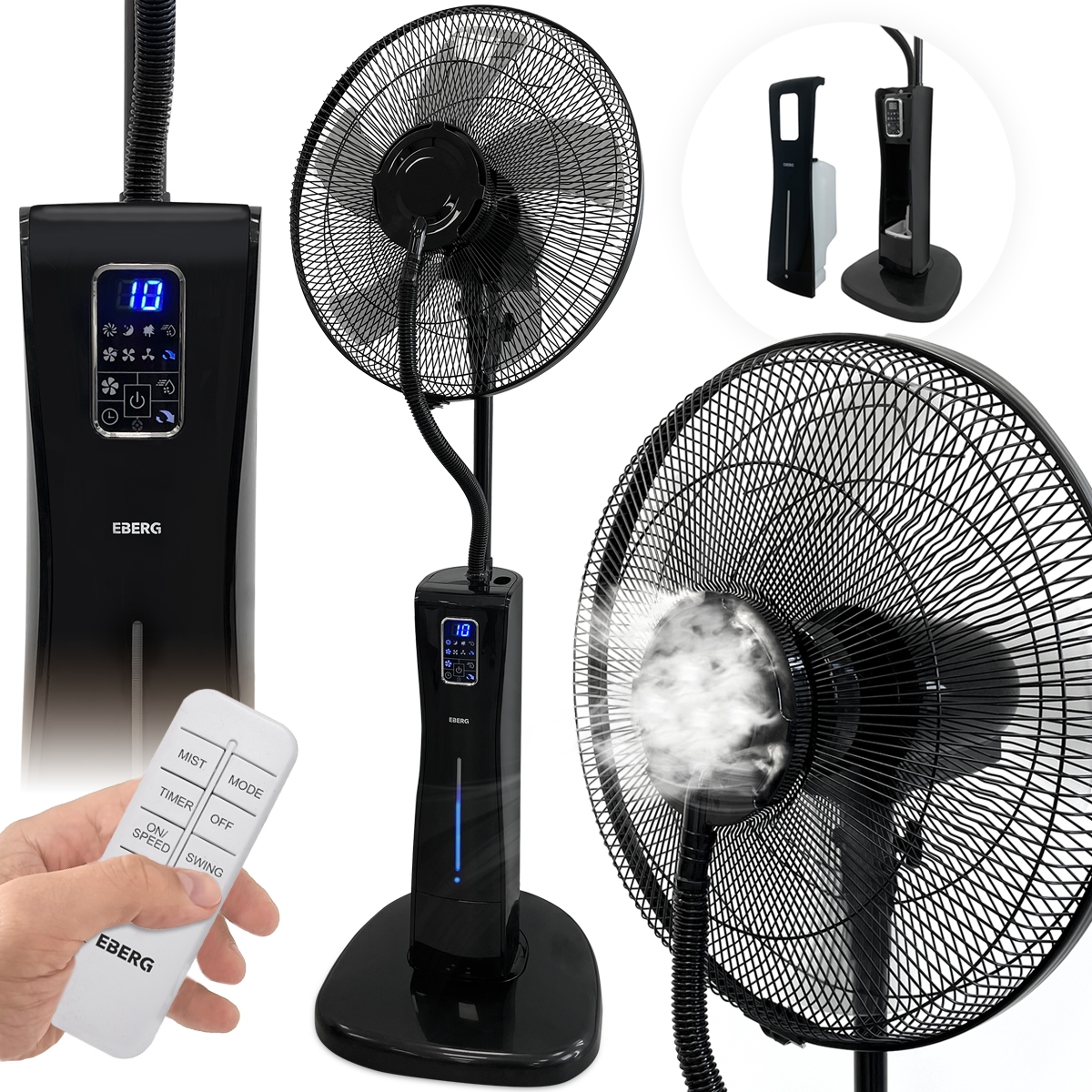 EBERG Mos podlahový ventilátor, čierny