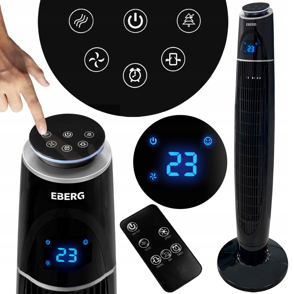 EBERG Acum 110 čierny stĺpový ventilátor