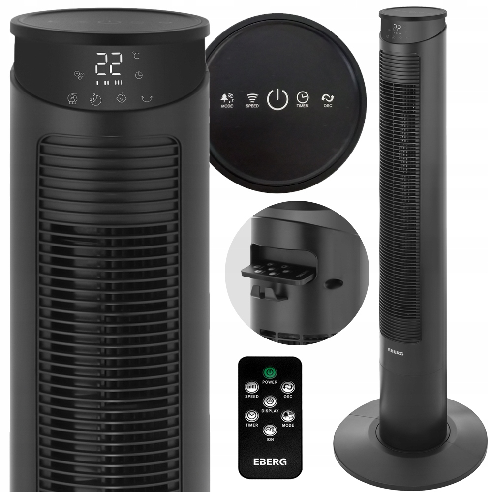 Stĺpový ventilátor EBERG FYN čierny