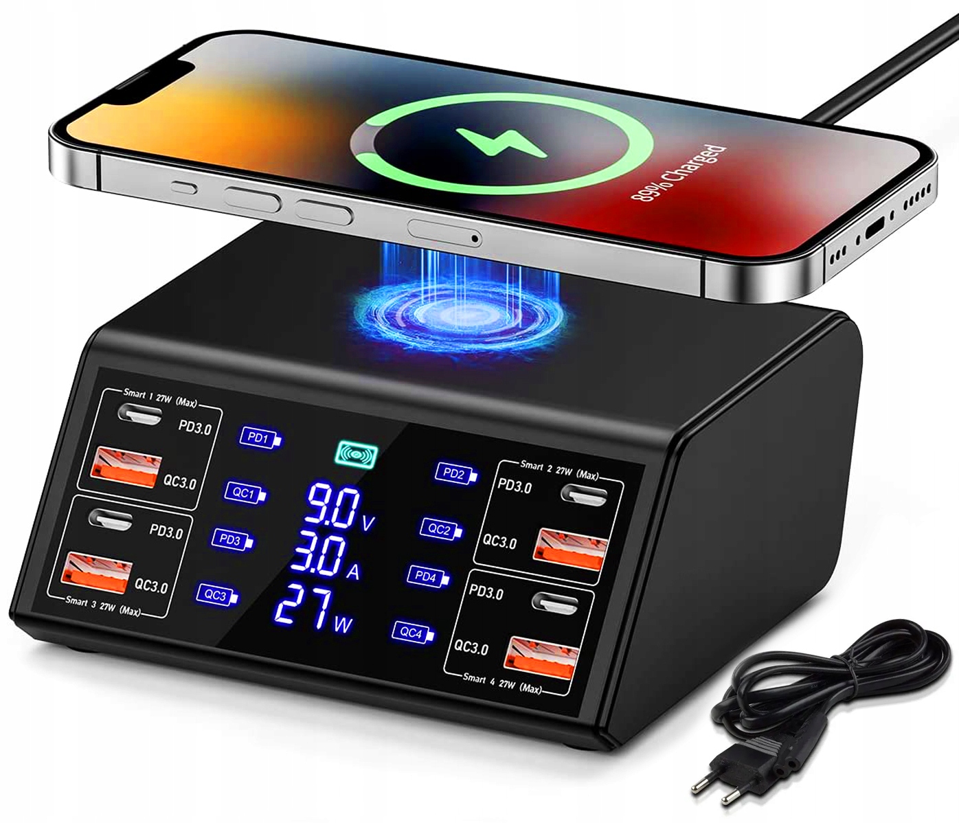 Rýchla bezdrôtová nabíjačka 100 W QC3.0 Napájanie