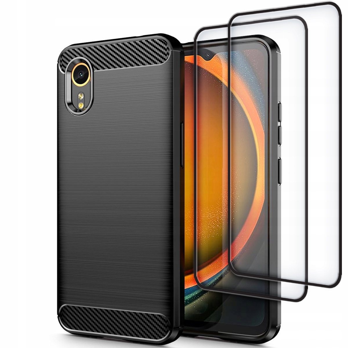Chrbty Tech-protect TPU Carbon pre Samsung Galaxy XCover 7 black + 2× tvrdené sklo Hofi pre Samsung Galaxy Xcover7 2 ks.
