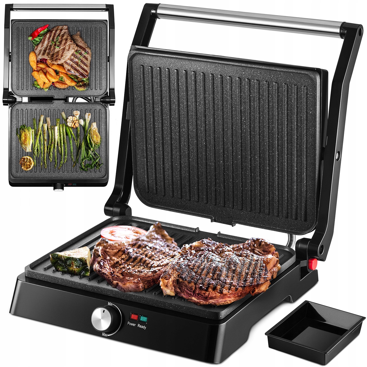 Kontaktný, skladací elektrický gril Mozano AGD/GR/001 čierny 2200W