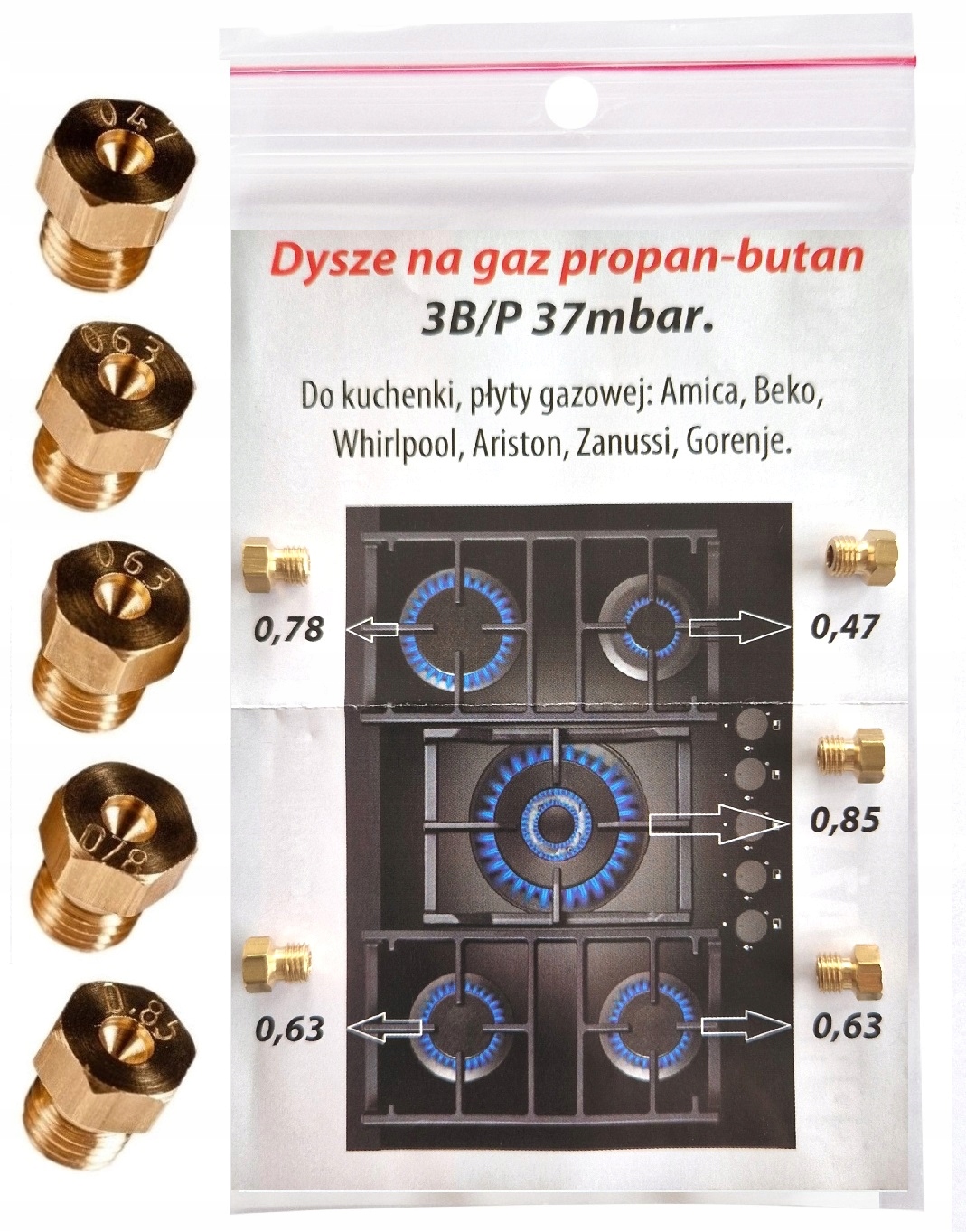 Propán-butánové trysky pre varné dosky Amica