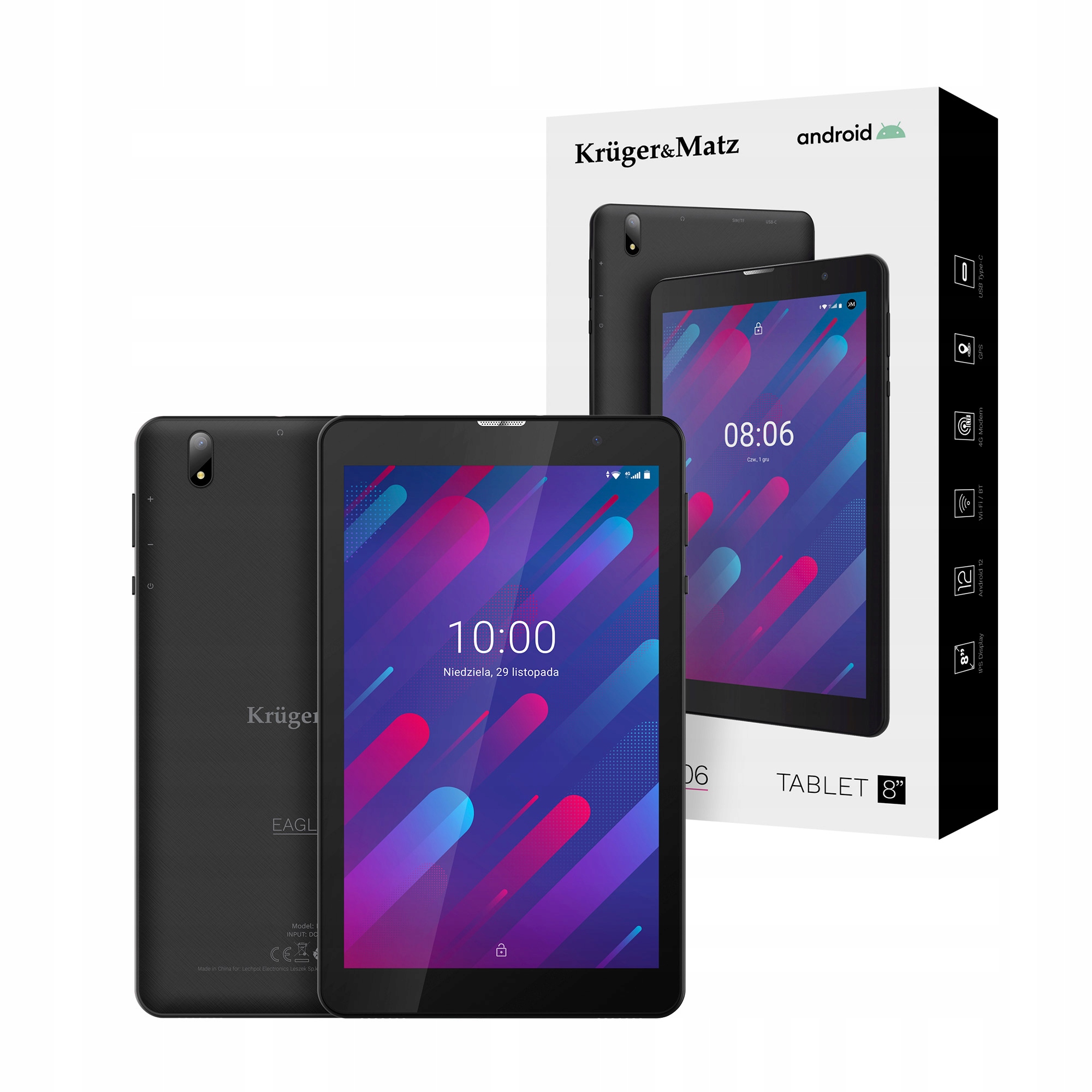 Kruger&matz Eagle 806 8" tablet 3 GB / 32 GB čierny