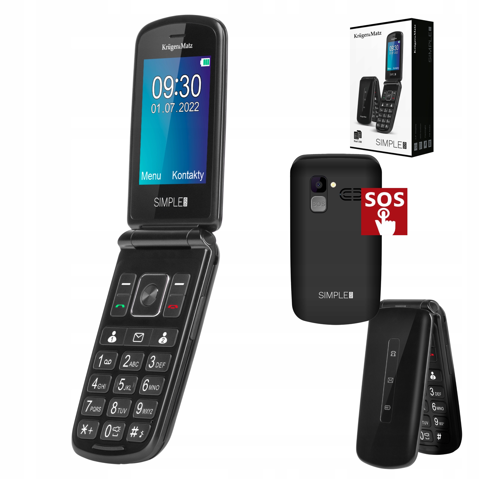 Kruger&Matz Simple 929 mobilný telefón 4 MB / 32 MB čierny