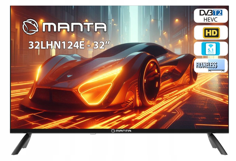 Manta LED TV 32-palcový DVBT2 TV LED 32LHN124E 32" HD Ready čierna