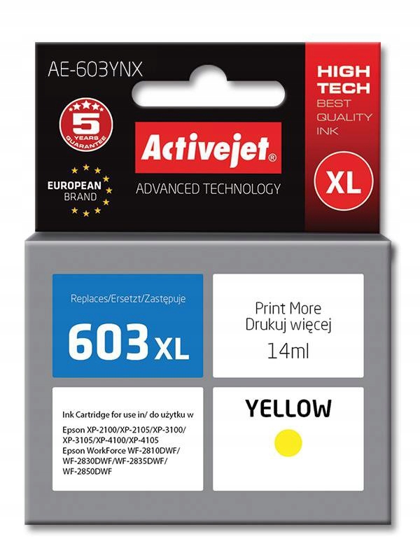 Atrament Activejet pre Epson 603XL nový AE-603YNX žltý