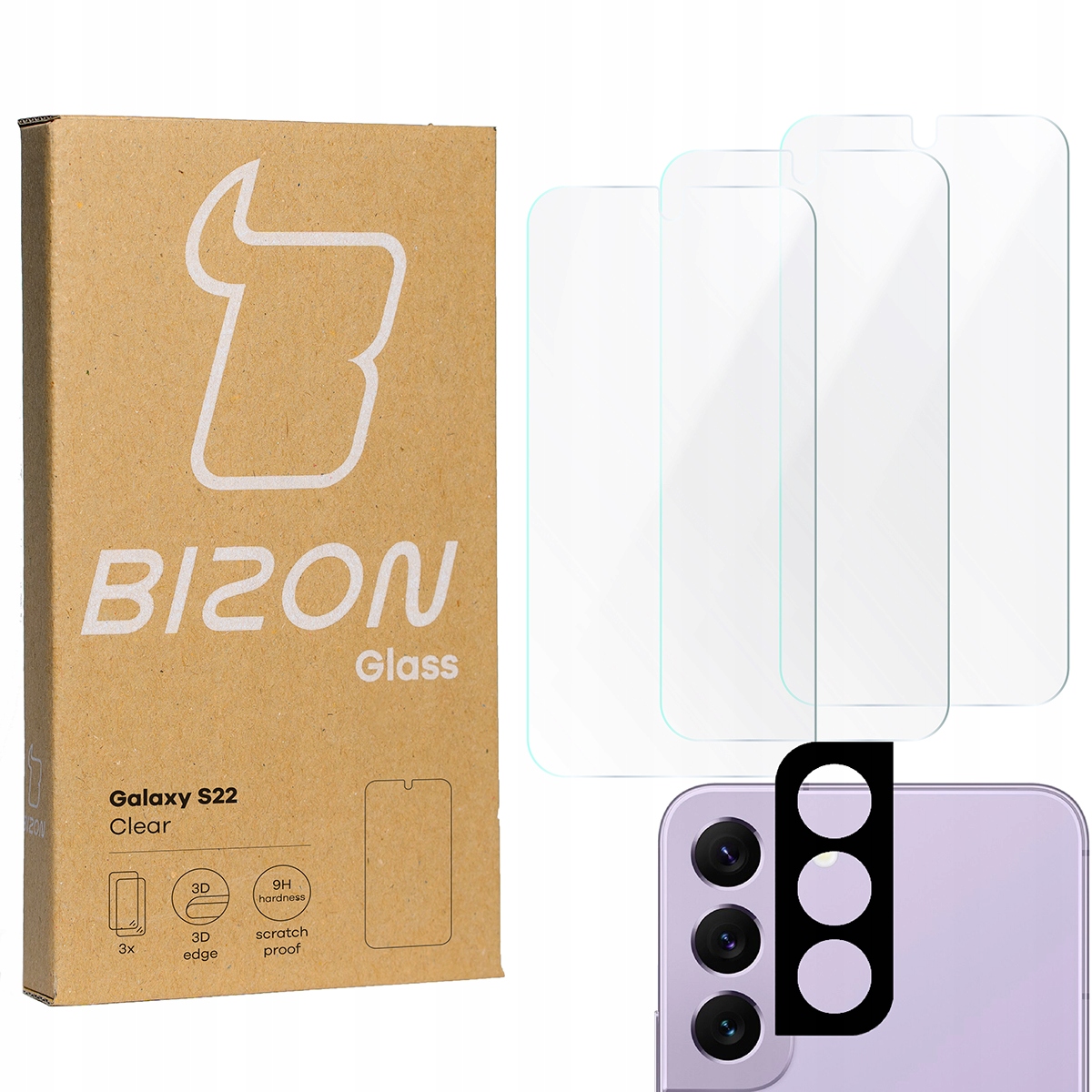 Tvrdené sklo + kryt šošovky Bizon Glass pre Samsung Galaxy S22