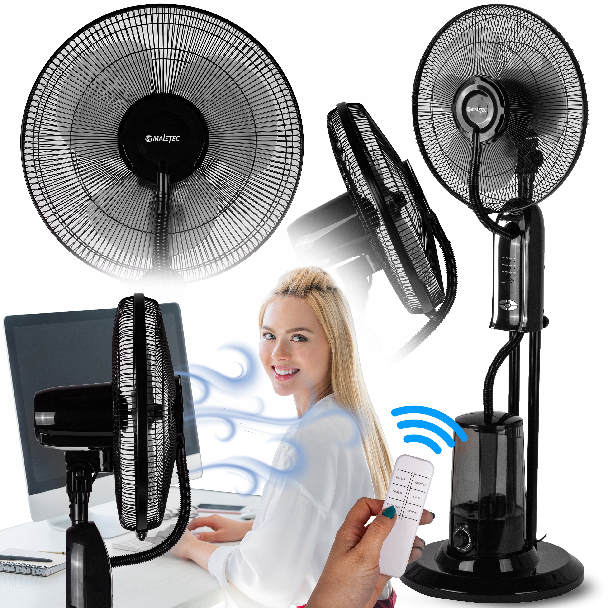 MalTec WATERFALL AROMA podlahový ventilátor čierny