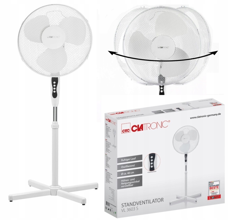 Clatronic VL 3603 podlahový ventilátor, biely
