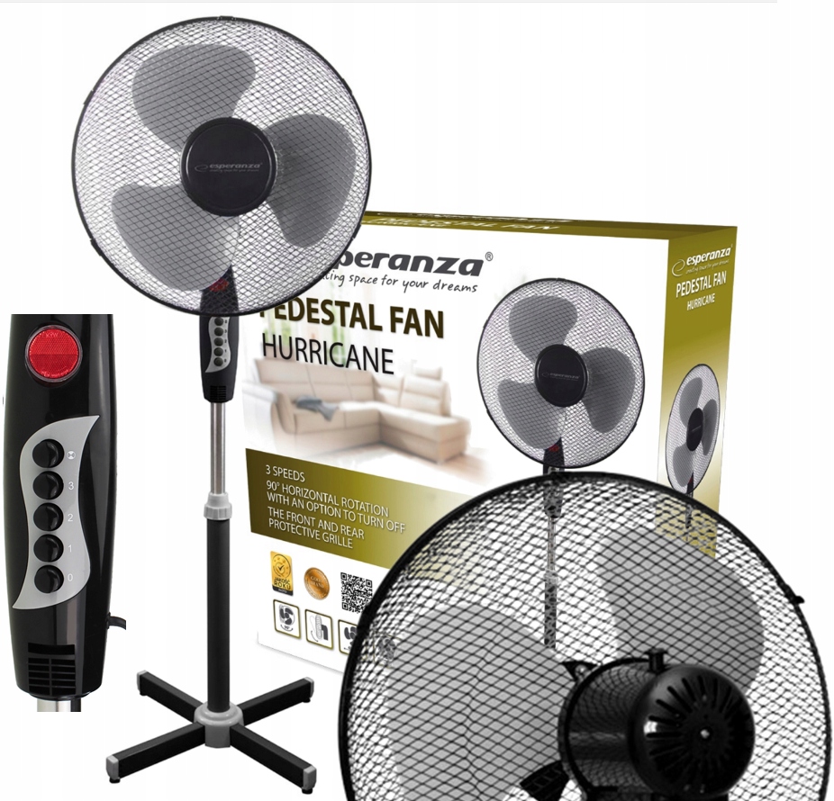 Esperanza HURRICANE podlahový ventilátor čierny