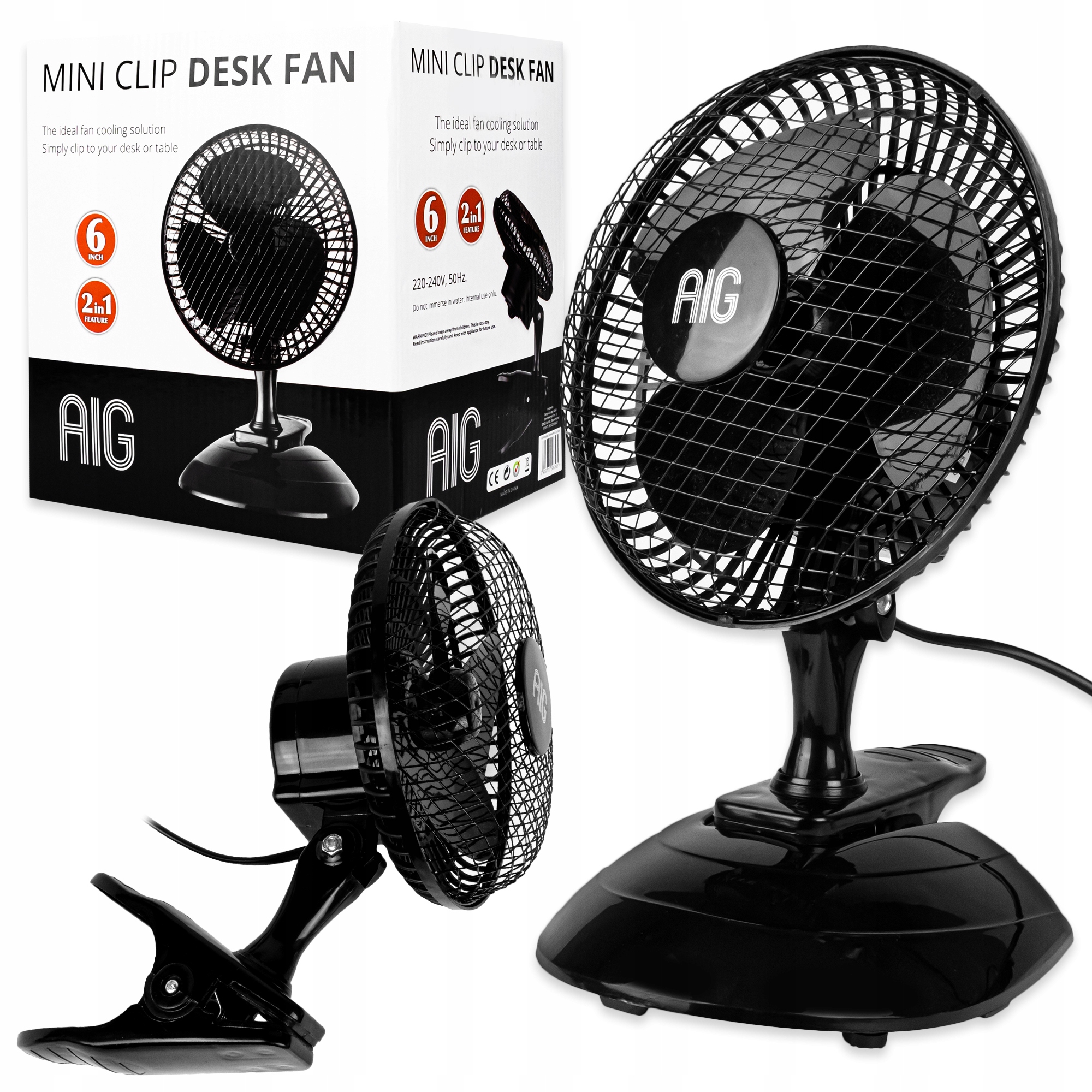 Stolný ventilátor AIG 2v1, čierny