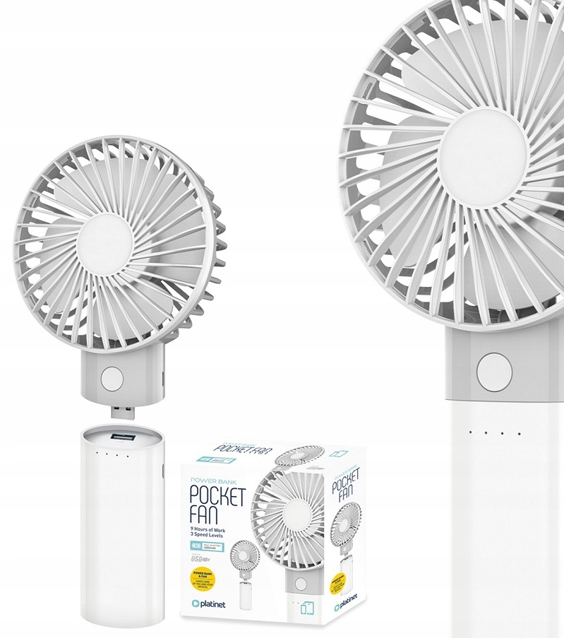 Mini ventilátor Platinet Pocket Fun biely