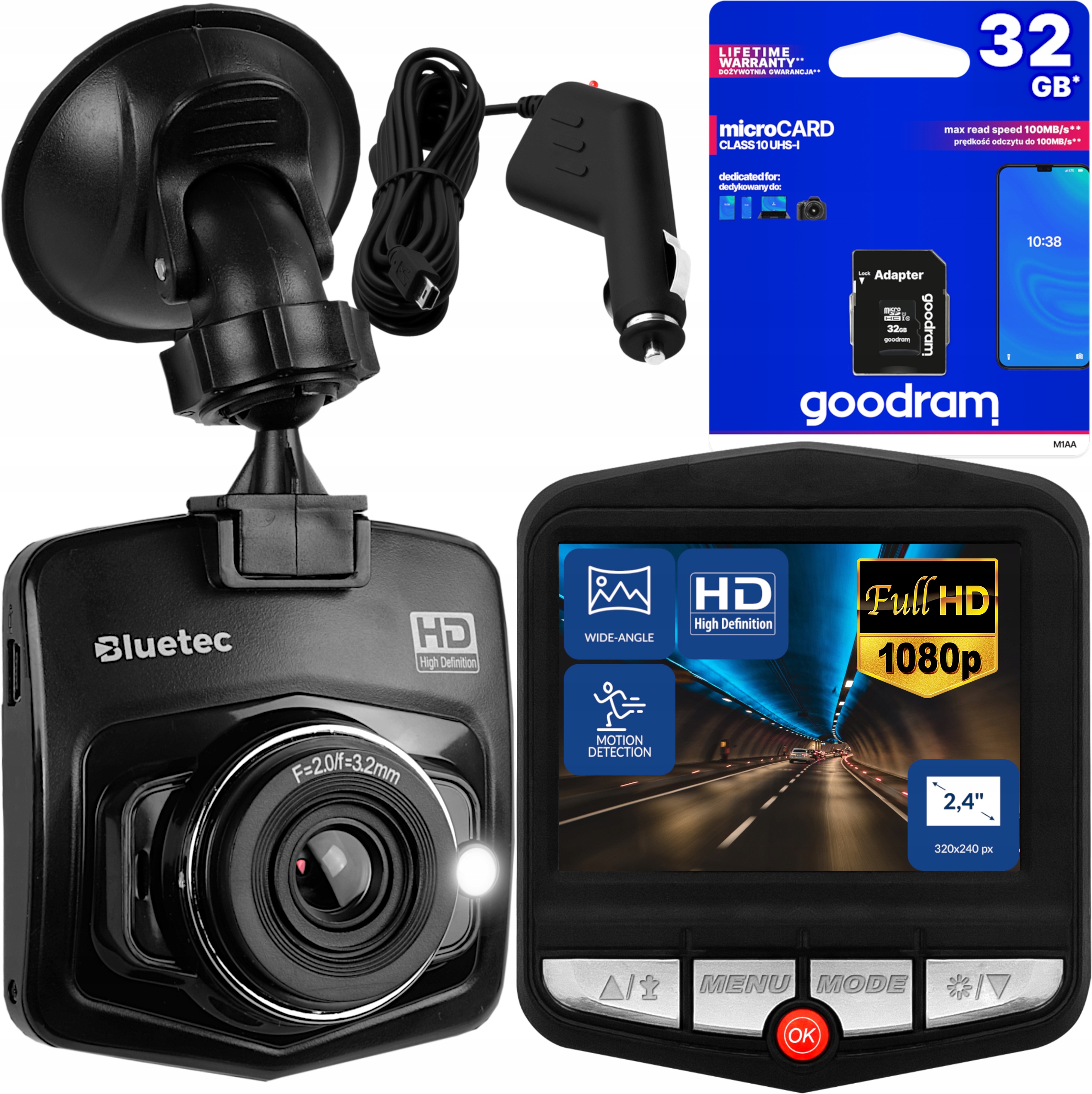 Rekordér do auta Bluetec Blackbox F270 + pamäťová karta SDHC Goodram M1AA-0320R12 32 GB