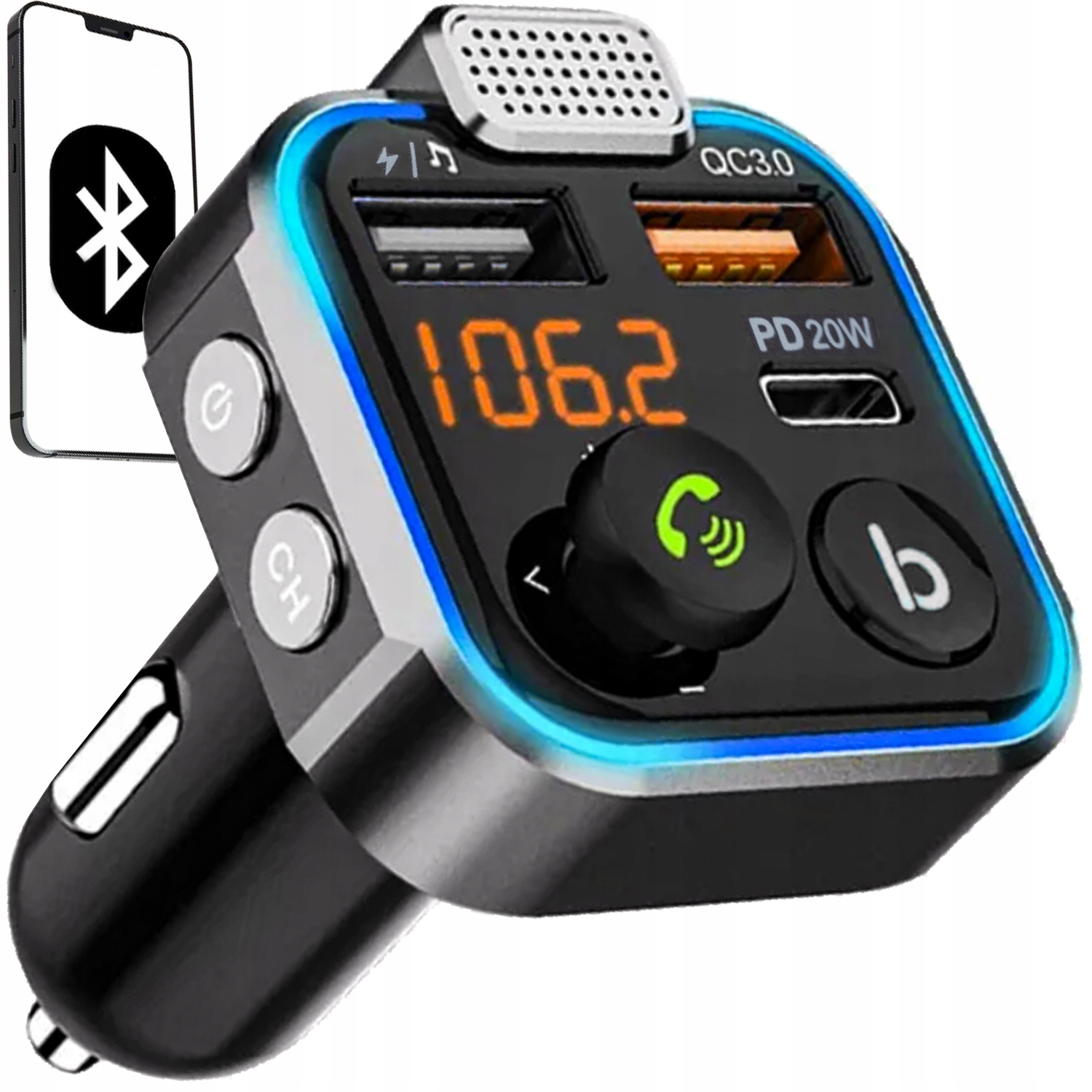 Xtrobb Bluetooth vysielač do auta Nabíjačka FM vysielača 2x USB adaptér