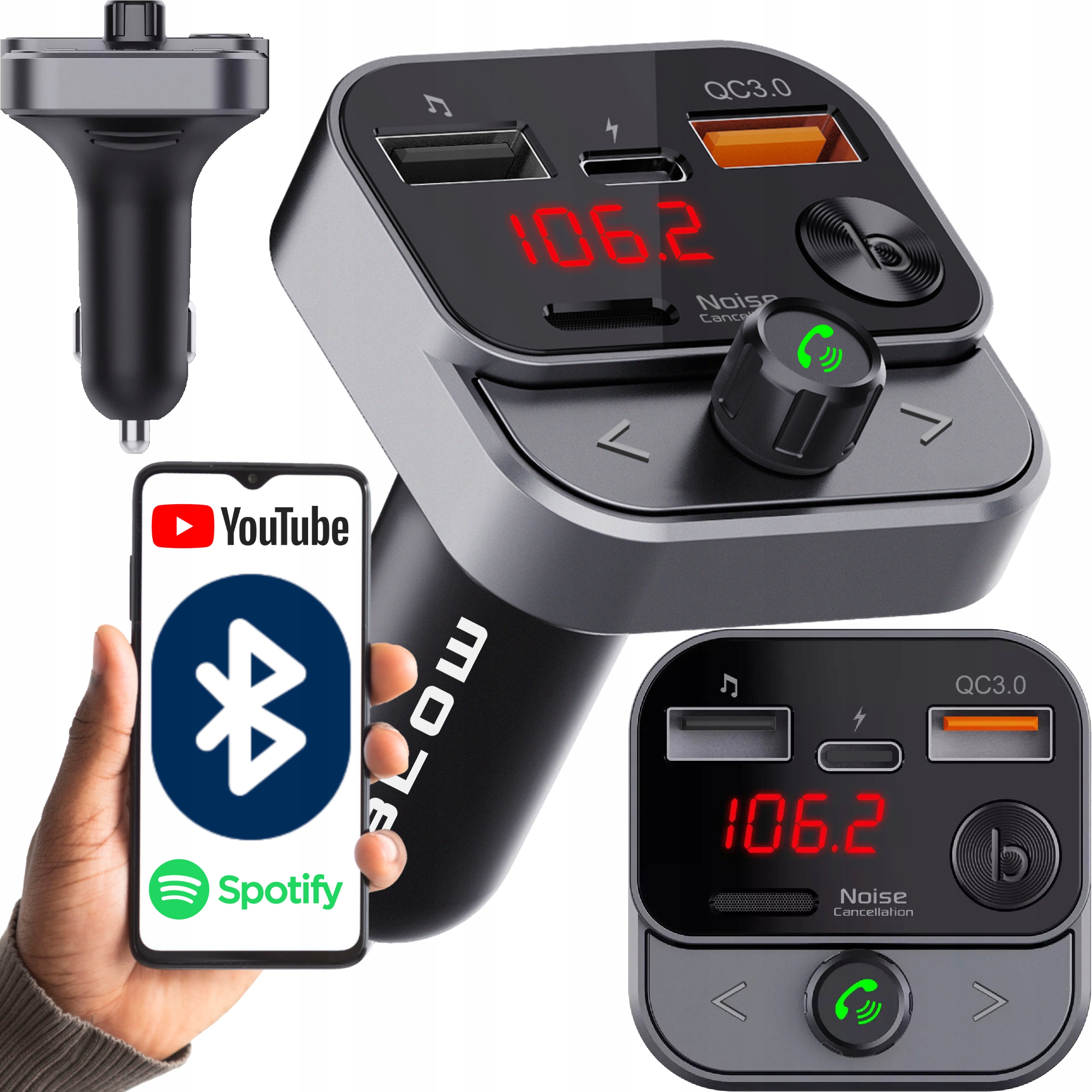 Vysielač fm blow bluetooth 74-172# +qc3.0+pd30w