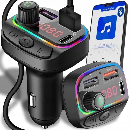 Vysielač do auta INTMIX FM TRANSMITTER BLUETOOTH INTMIX LED FAREBNÝ