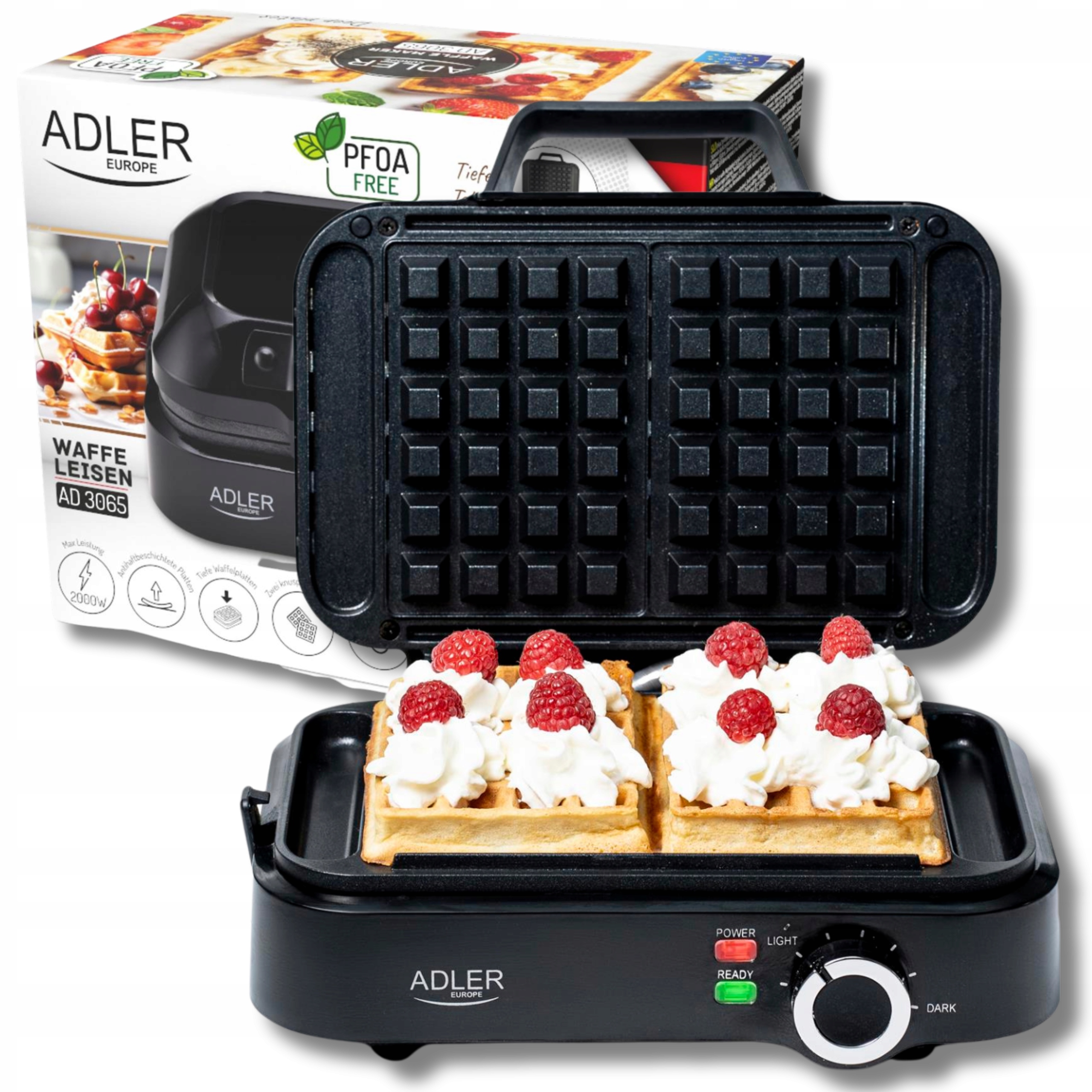 ADLER EUROPE AD 3065 vaflovač 2000 W čierny