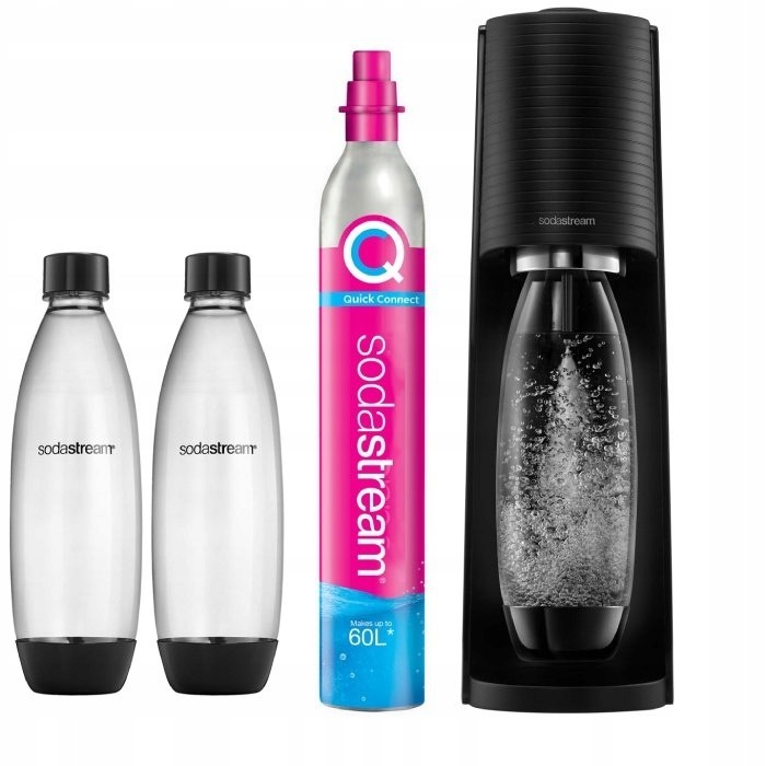 Čierny saturátor SodaStream Terra + 2 fľaše