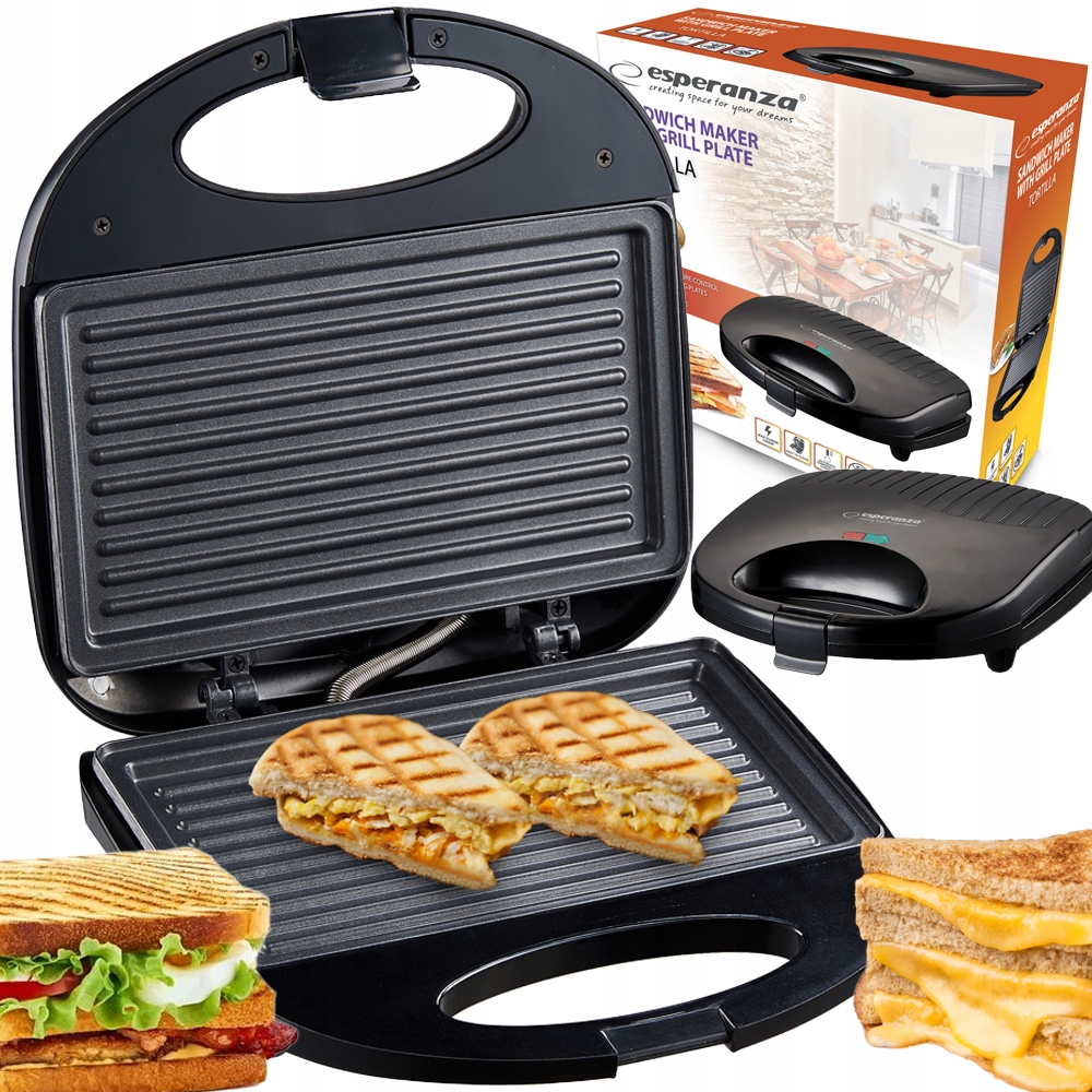 Gril, panini, tradičný elektrický gril Esperanza EKT009 čierny 1000 W