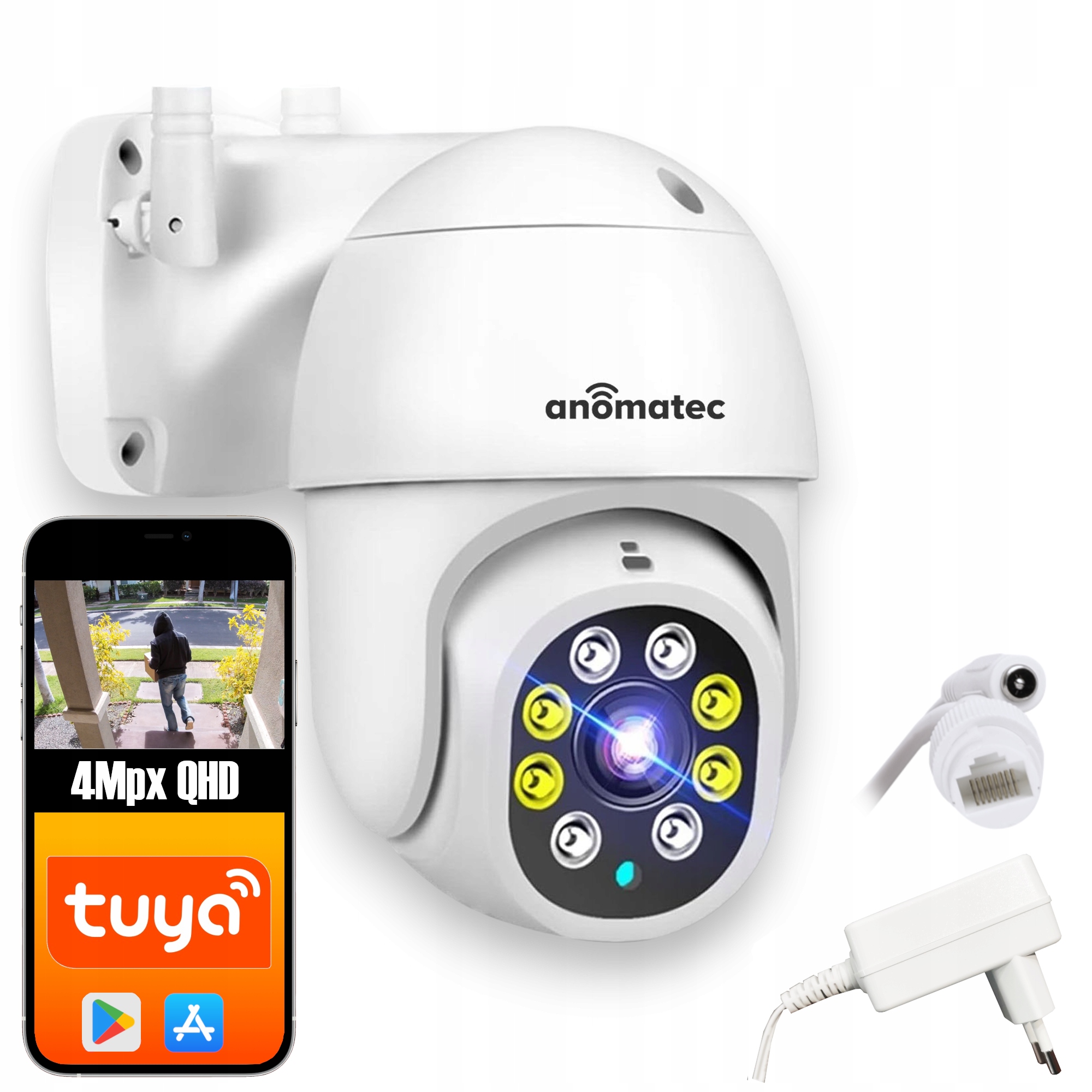 Vnútorná a vonkajšia IP kamera Anomatec WiFi AN-SDIP4036-T1 SDIP TUYA 4Mpx OTOČNÁ LED-IR