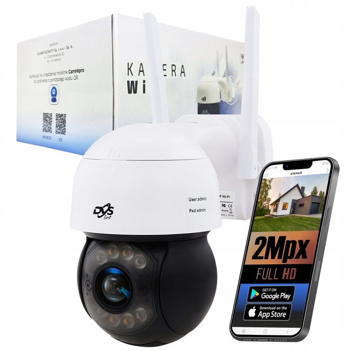 Interná IP kamera, externá DVS otočná 2 MPx 4x zoom