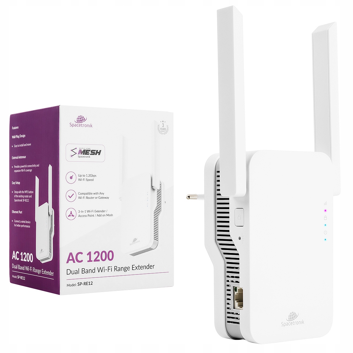 Opakovač Spacetronik SP-RE12 802.11ac (Wi-Fi 5)