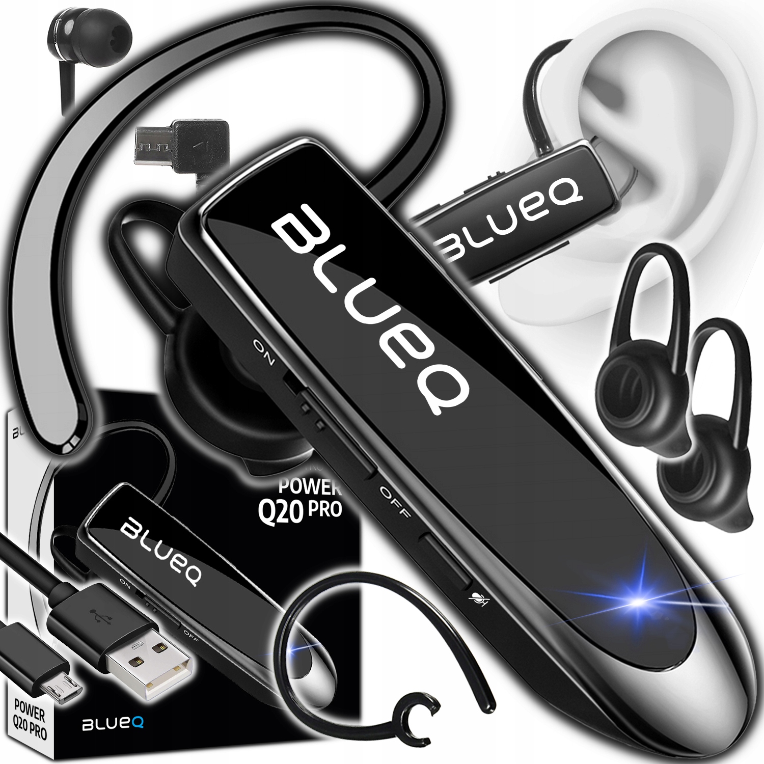 Bezdrôtová náhlavná súprava Bluetooth 5.0 BLUEQ ČISTÝ ZVUK NOVÁ ČIPOVÁ SÚPRAVA BLUETOOTH