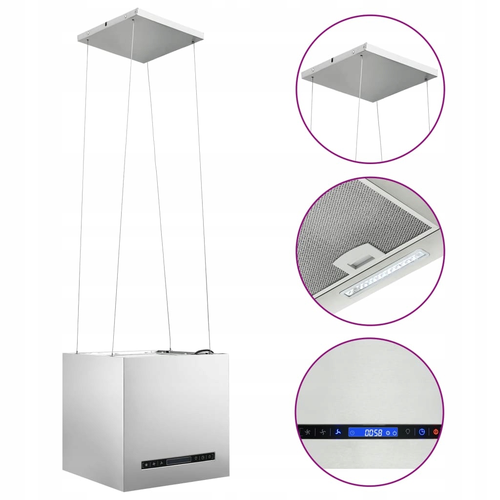 Visiaci kapucňou cez ostrov, dotyk, LCD, 37 cm, oceľ