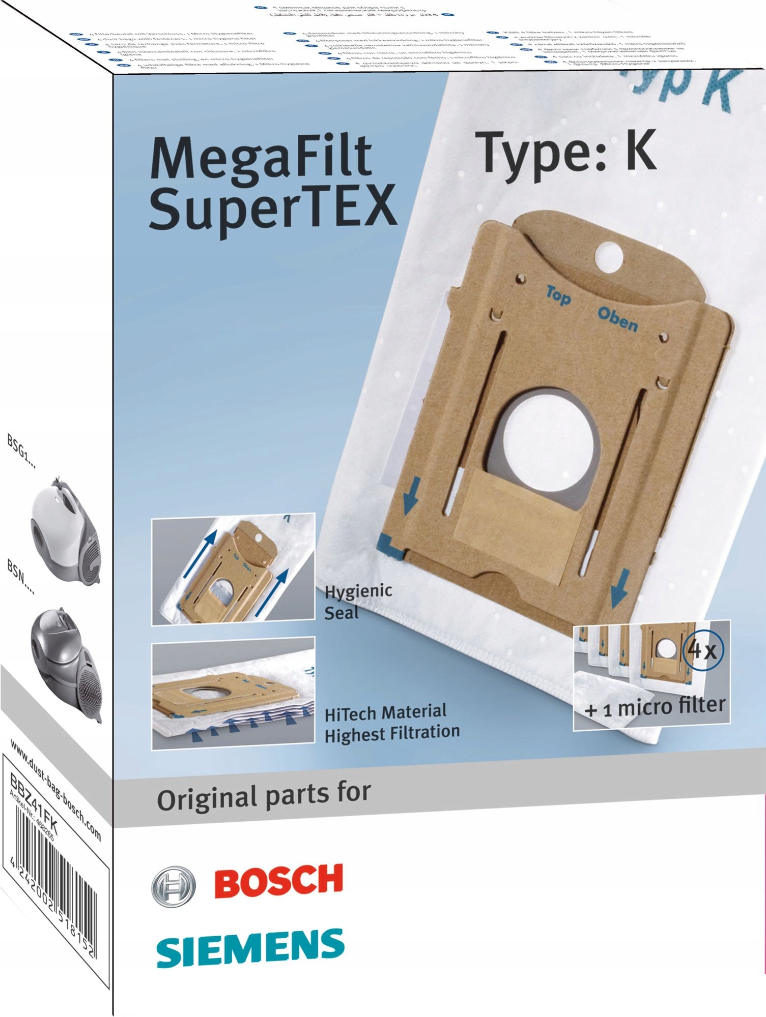 Vrecko, sáčok do vysávača - Syntetický vákuový čistič BAG BBZ41FK 4 PCS.