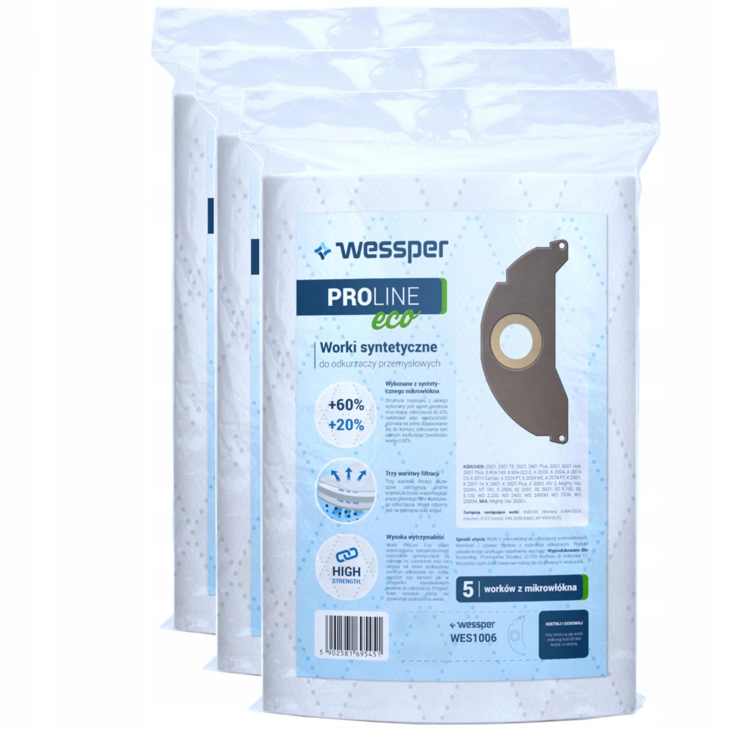 Vrecko, sáčok do vysávača - Syntetický vákuový čistiaci prostriedok 3x_wes1006 15 ks.