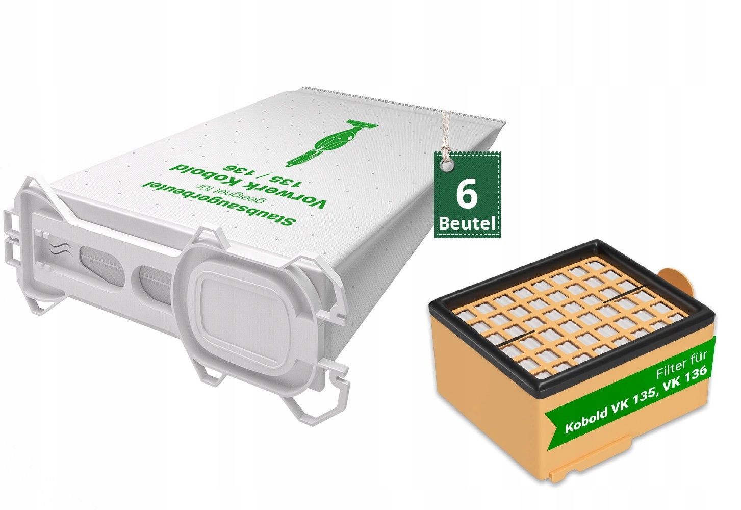 Vrecko, sáčok do vysávača - Syntetický vákuový čistiaci prostriedok Vorwerk VK135-136 6 ks.