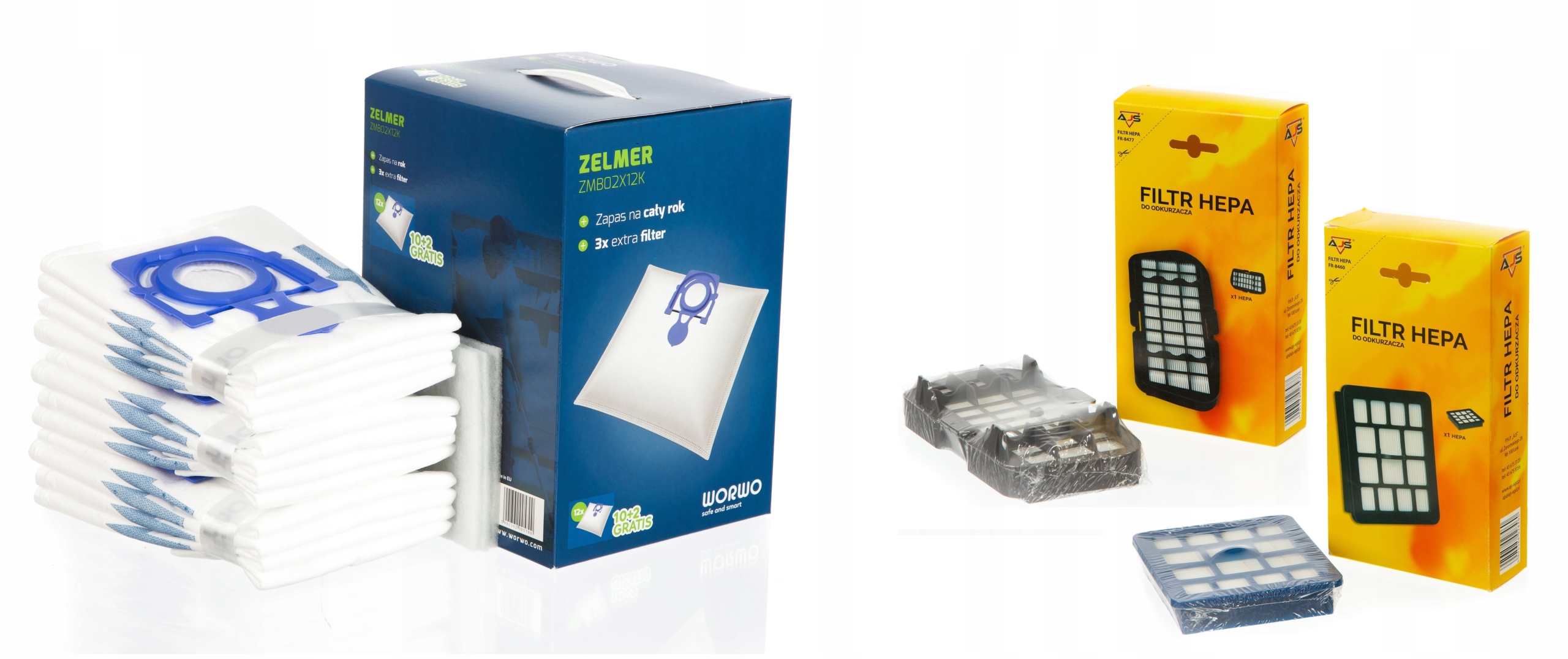 Vrecko, sáčok do vysávača - Syntetický vákuový čistiaci vrece ZMB02X12 + HEPA filtre pre Zelmer Voyager Twix 14 PCS.