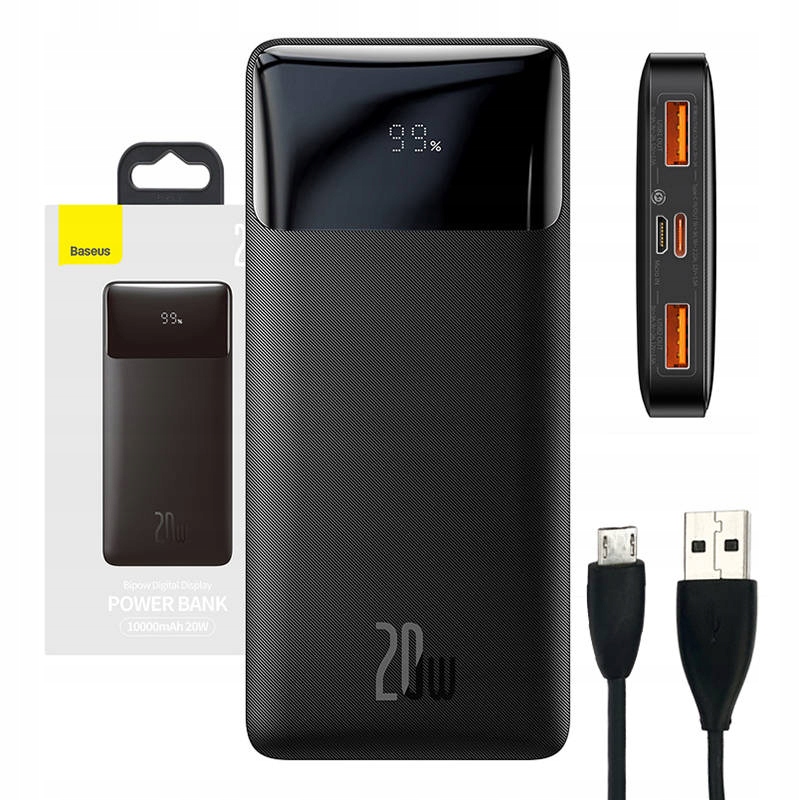 Baseus Powerbank 10000 mAh čierna + SADA NÁLEPEK BASEUS