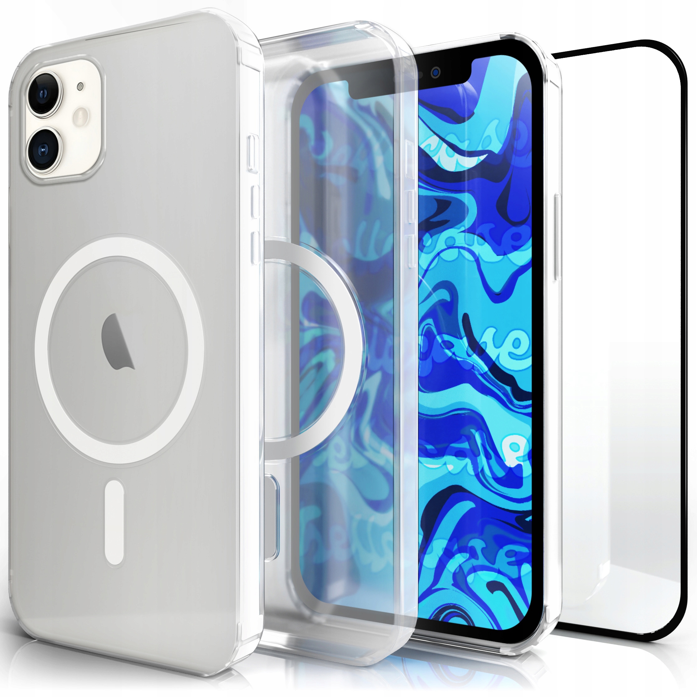 Späť Hello Case pre Apple iPhone 12 mini MAGSAFE bezfarebné geometrické + Tvrdené sklo Hello Case pre APPLE IPHONE 12 MINI 1 ks.