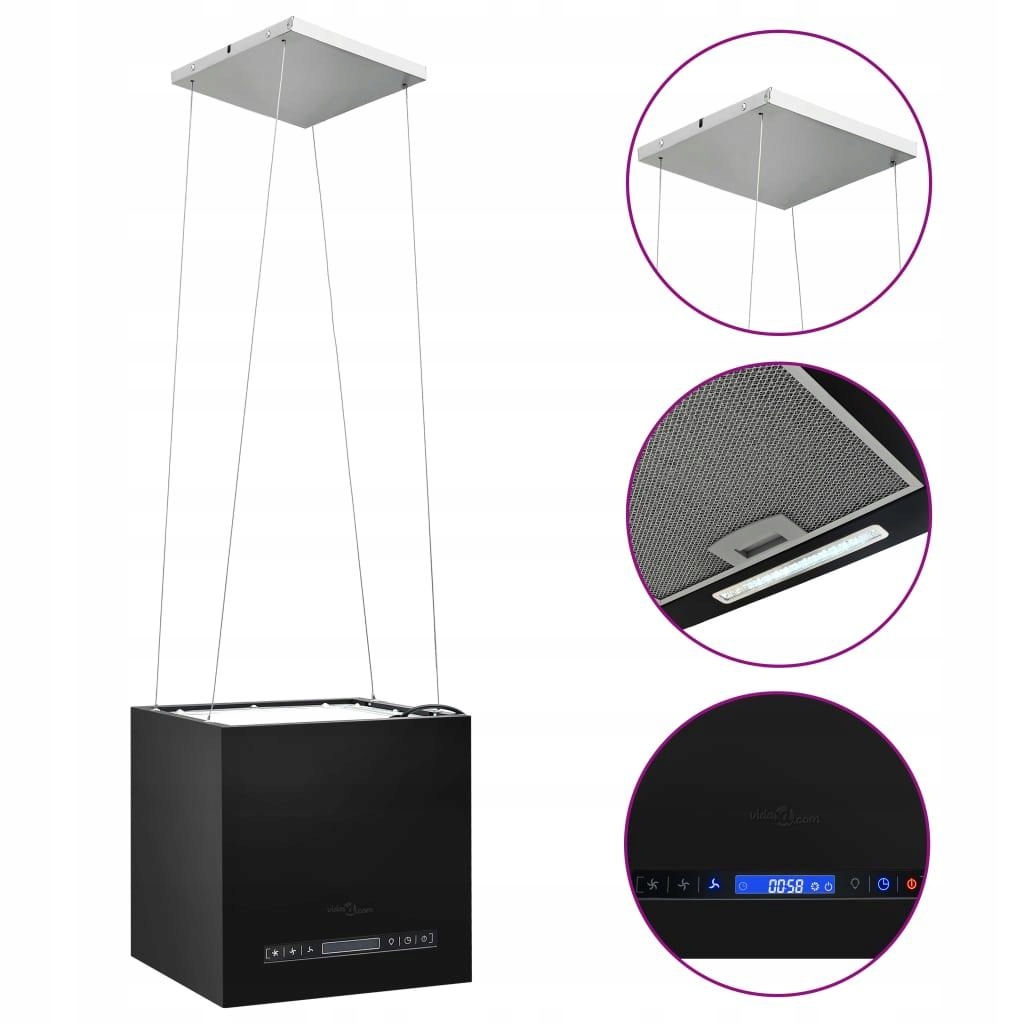 Vidaxl Hood Hood cez ostrovy, dotyk LCD, 37 cm,