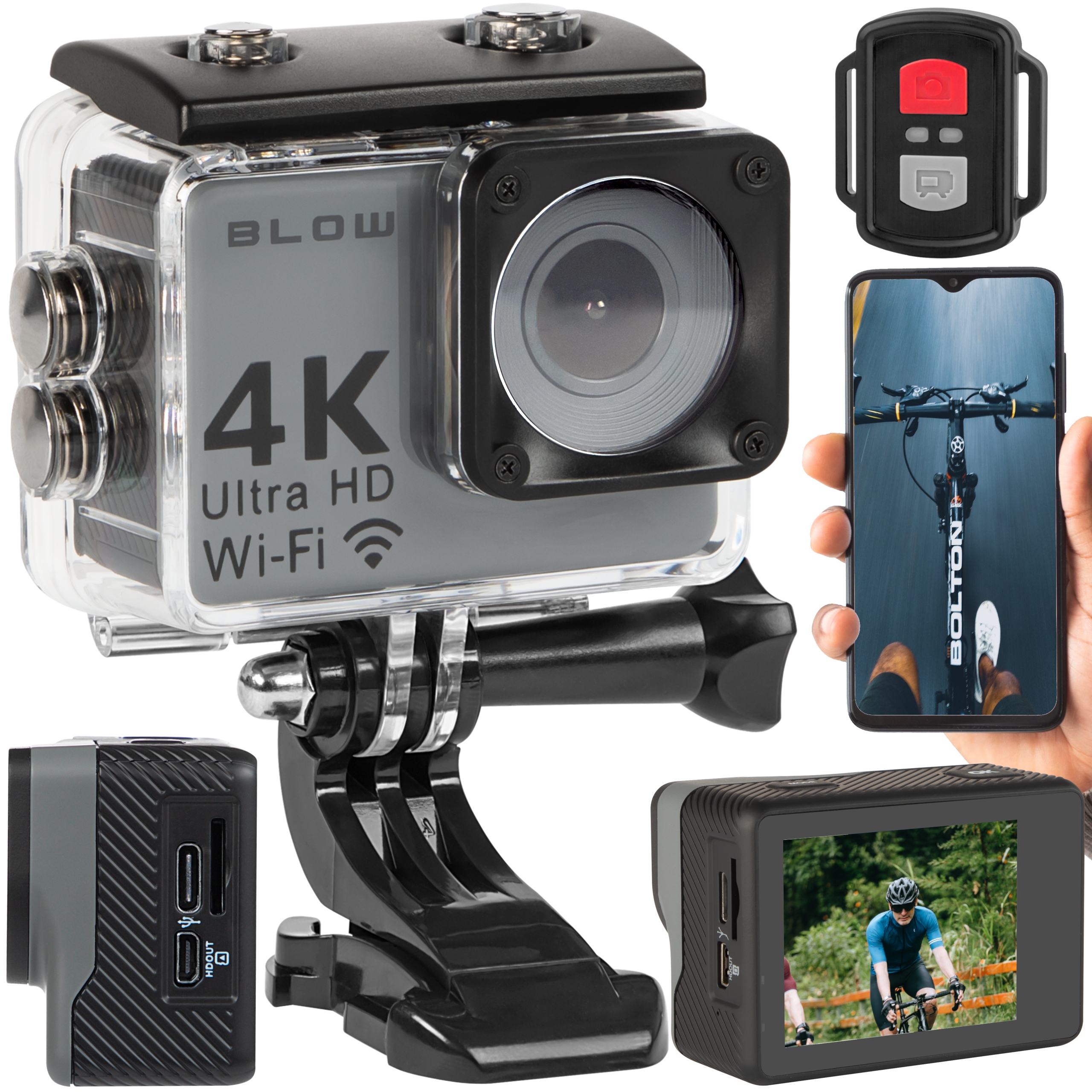 Fúkacia GoPro4U 4K UHD športová kamera + USB - C kábel / kábel - dĺžka 80cm