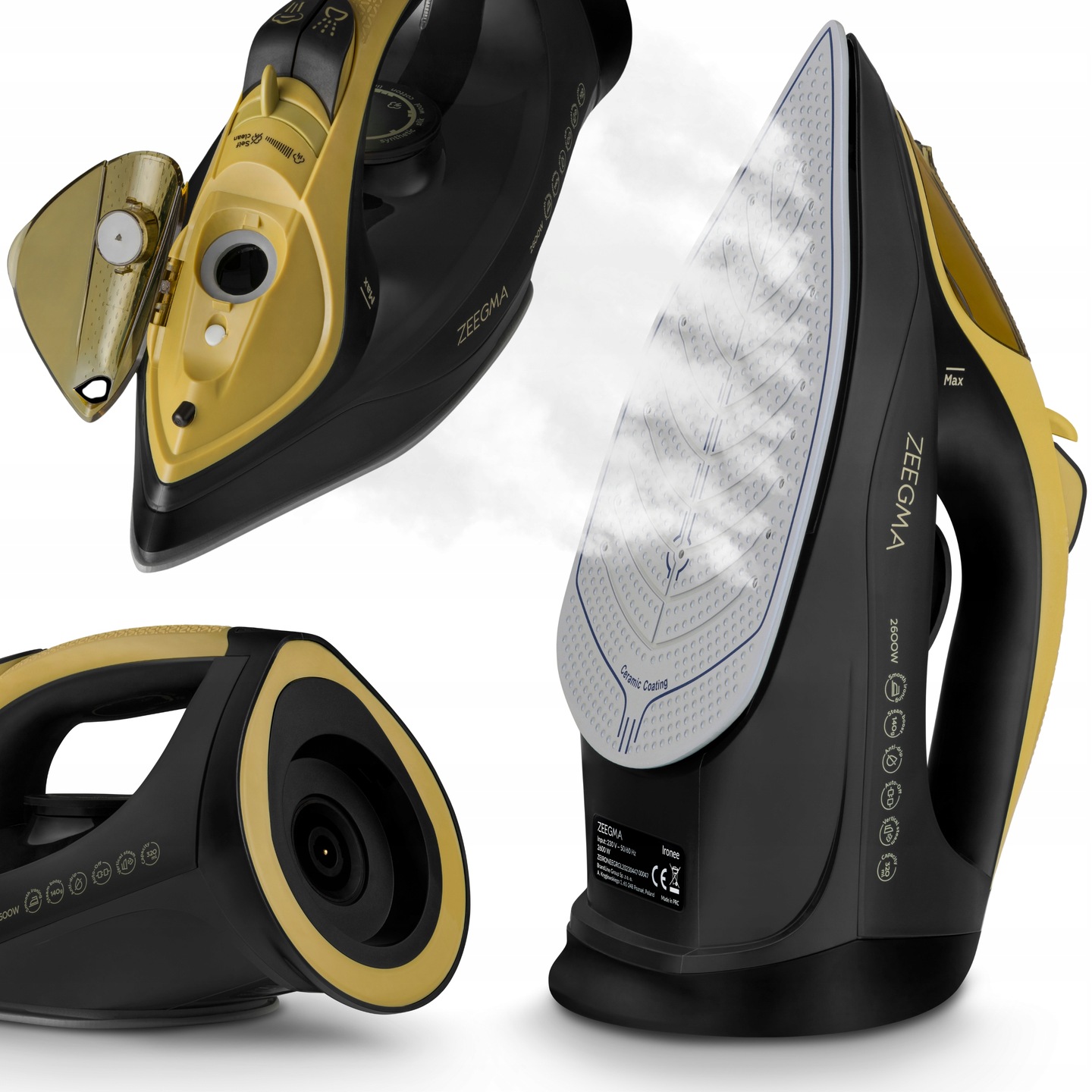 Zeegma ZE-IRONEE BLACK žehlička 2600 W + ZE-IRONEE BLACK nádoba na doplnenie vody