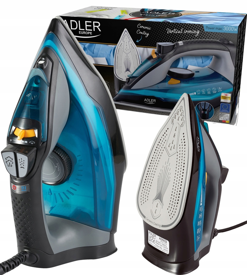 ADLER AD5032 žehlička 3000 W + ZÁRUČNÝ LIST PRODUKTU